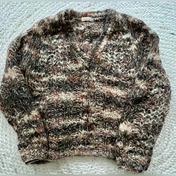 Hand knit wool calico sweater - Picture 1 of 4